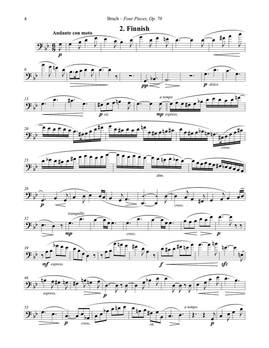 Four Pieces, Op. 70 for Euphonium and Piano Euphonium scores gallery preview page 3
