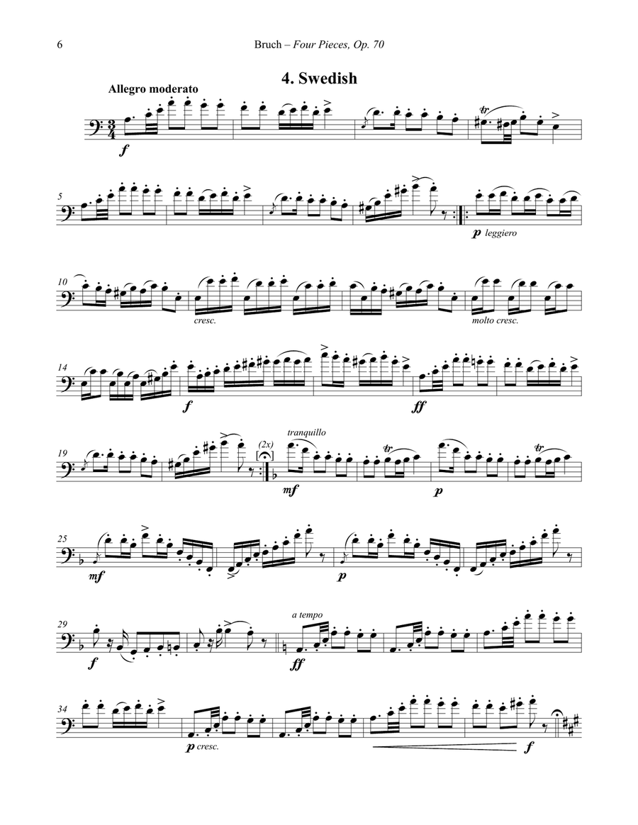 Four Pieces, Op. 70 for Euphonium and Piano Euphonium scores gallery preview page 5
