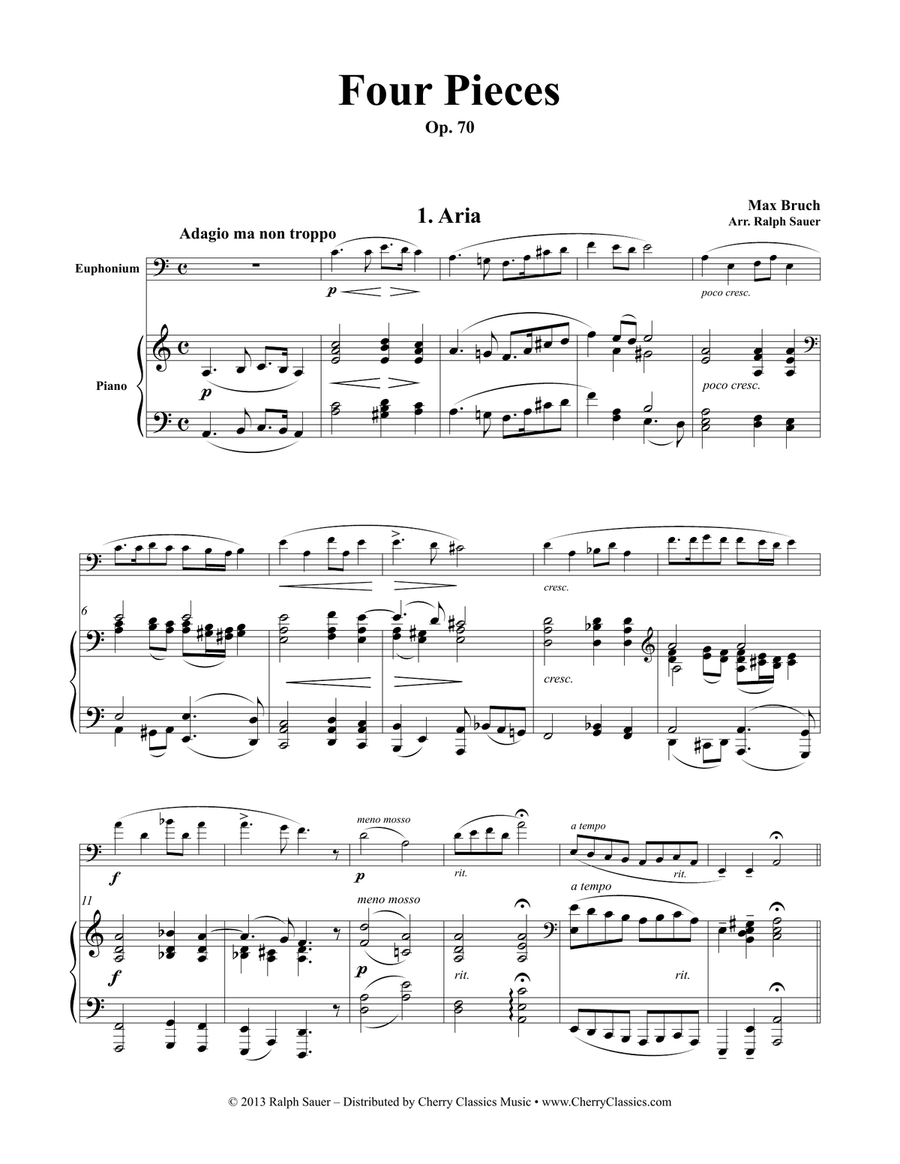 Four Pieces, Op. 70 for Euphonium and Piano Euphonium scores gallery preview page 6