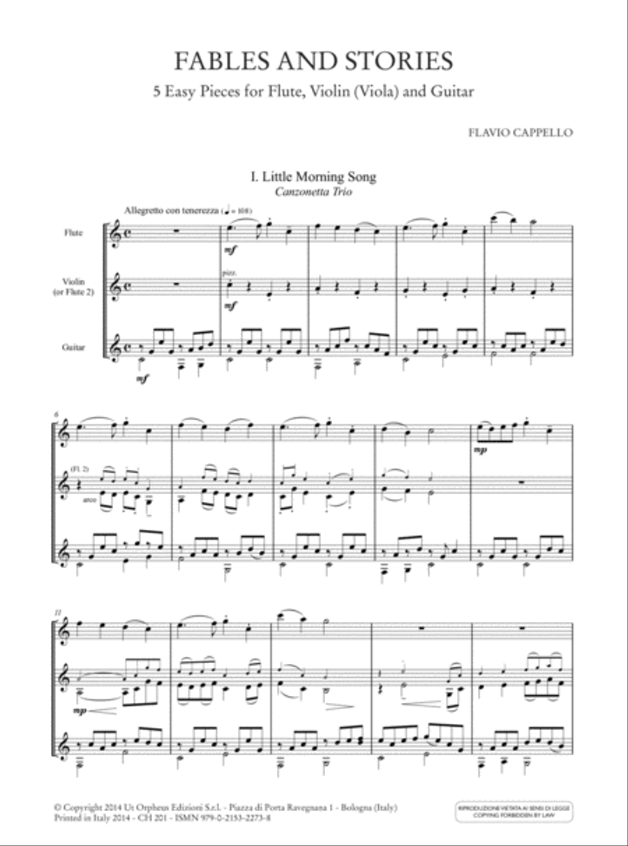 Fables and Stories. 5 Easy Pieces for Flute, Violin (Viola) and Guitar Flute scores gallery preview page 2