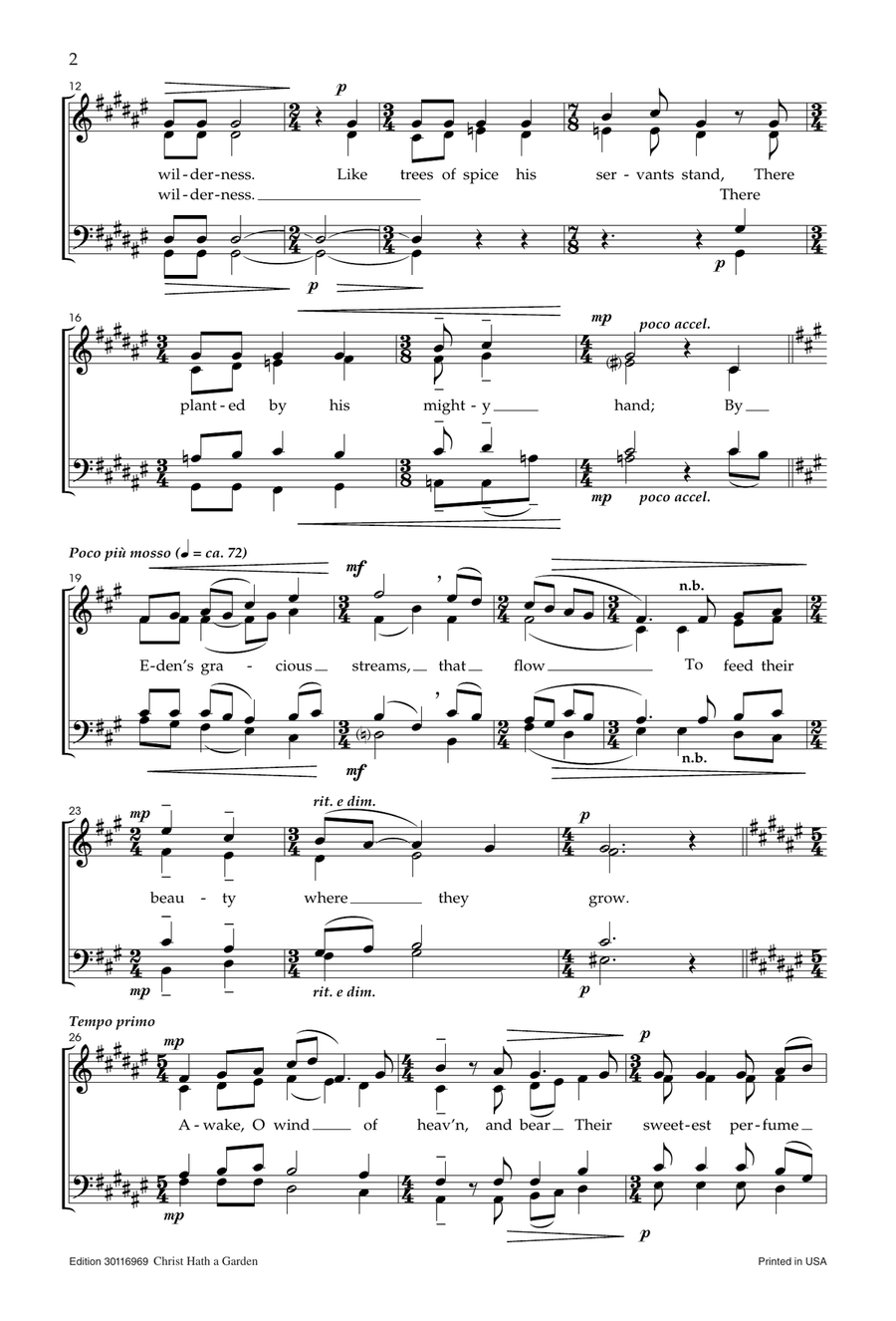 Christ Hath a Garden by Isaac Watts Choir - Sheet Music page 2