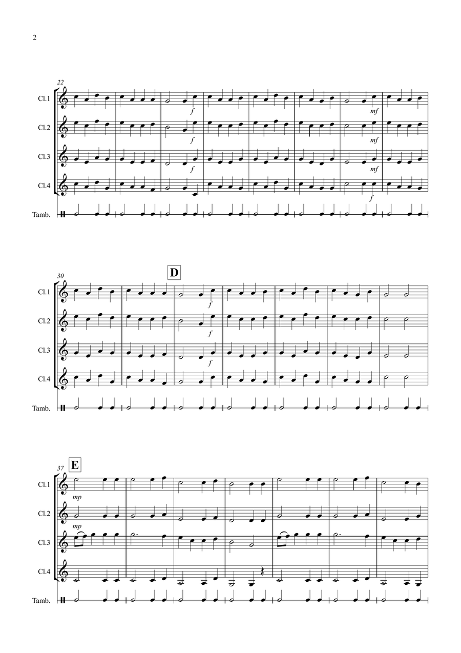 Basse Dance by Susato for Clarinet Quartet Clarinet Quartet scores gallery preview page 2