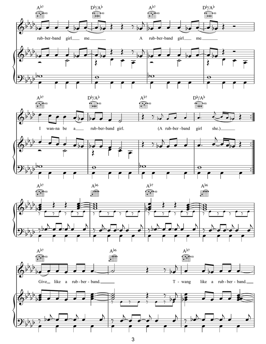 Rubberband Girl Rubberband Girl Piano, Vocal, Guitar scores gallery preview page 3