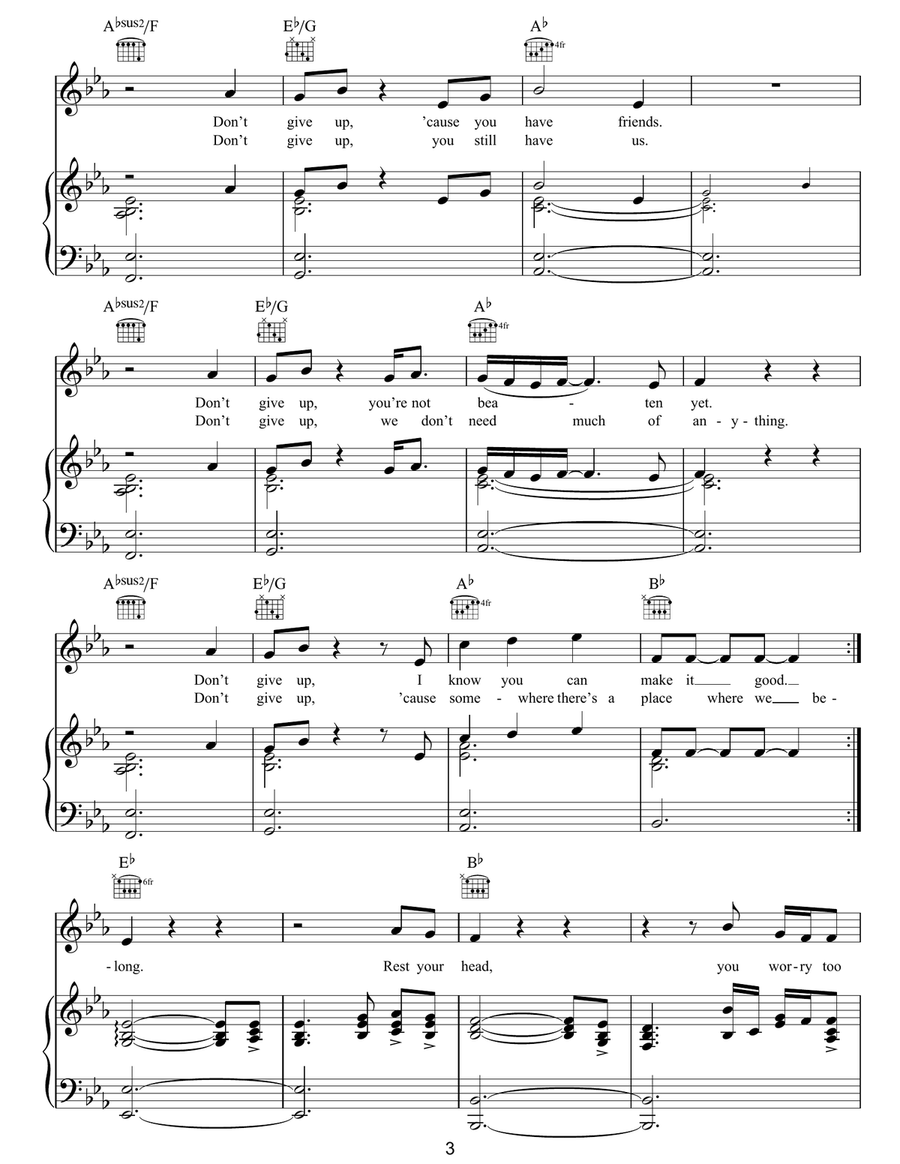 Don't Give Up (feat. Kate Bush) Piano, Vocal, Guitar scores gallery preview page 3