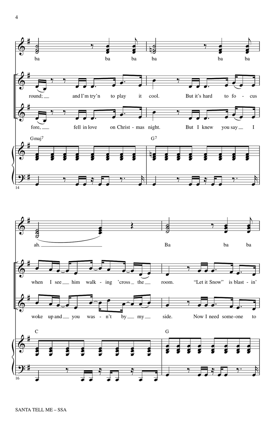 Santa Tell Me (Arr. Mac Huff) SSA scores gallery preview page 3
