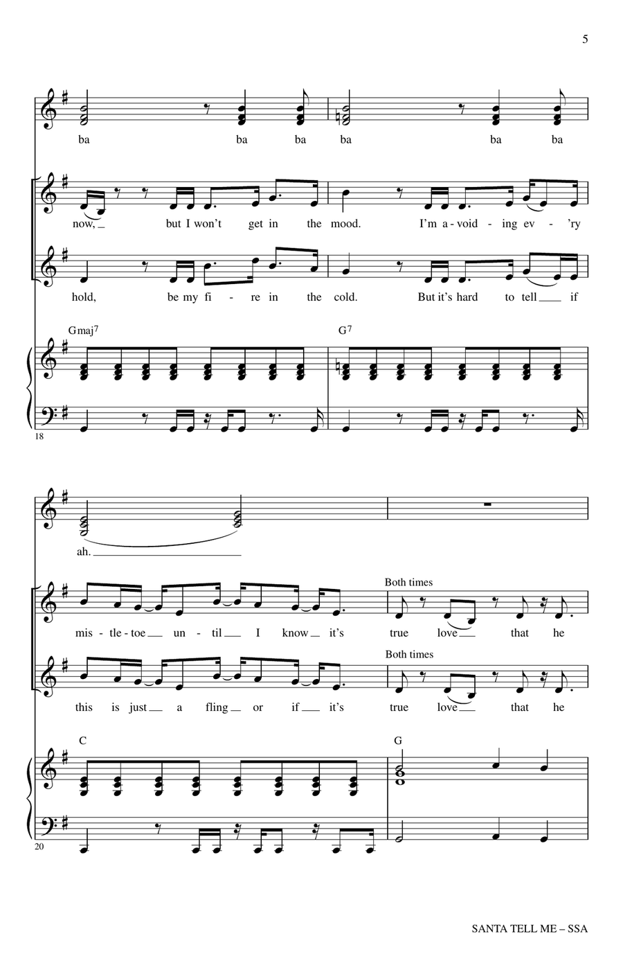 Santa Tell Me (Arr. Mac Huff) SSA scores gallery preview page 4