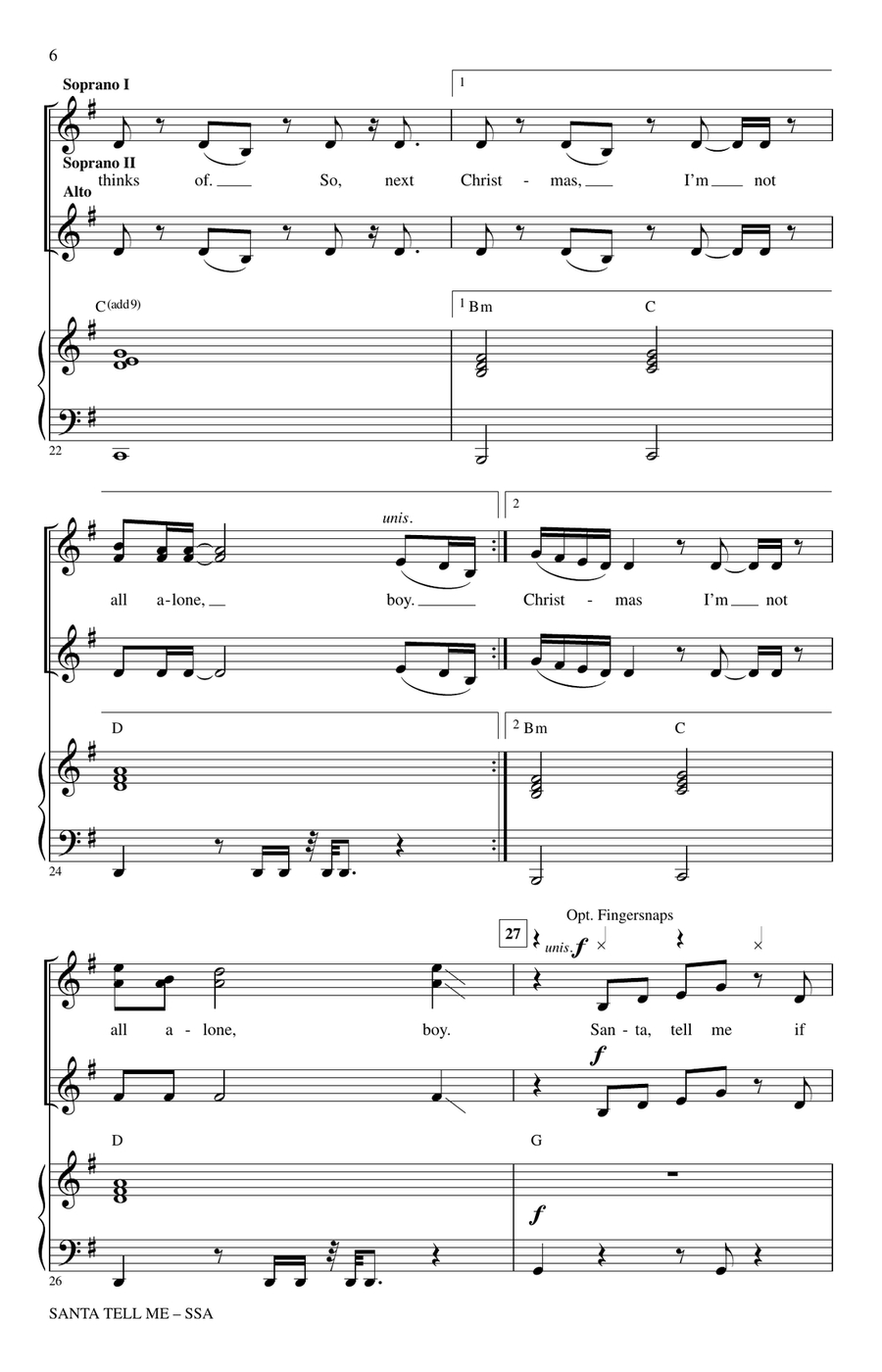 Santa Tell Me (Arr. Mac Huff) SSA scores gallery preview page 5