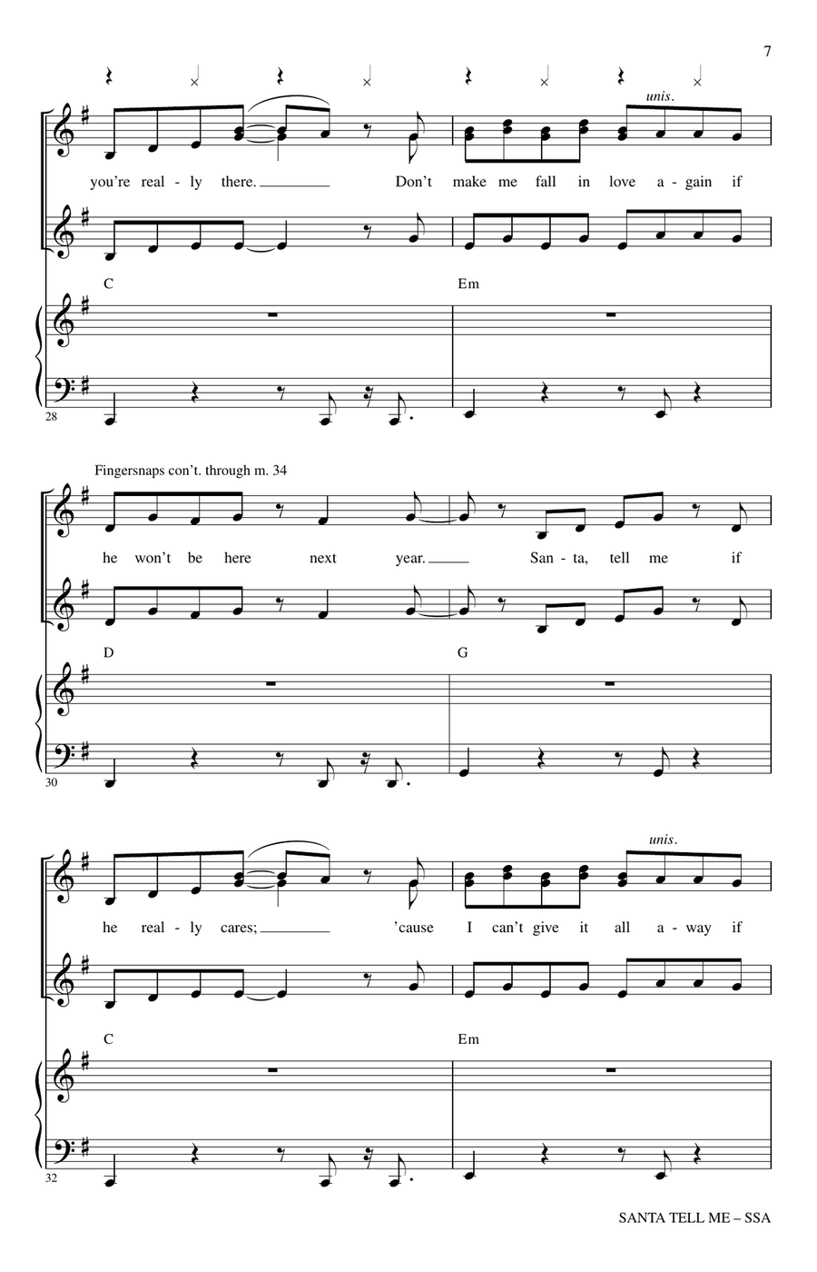 Santa Tell Me (Arr. Mac Huff) SSA scores gallery preview page 6