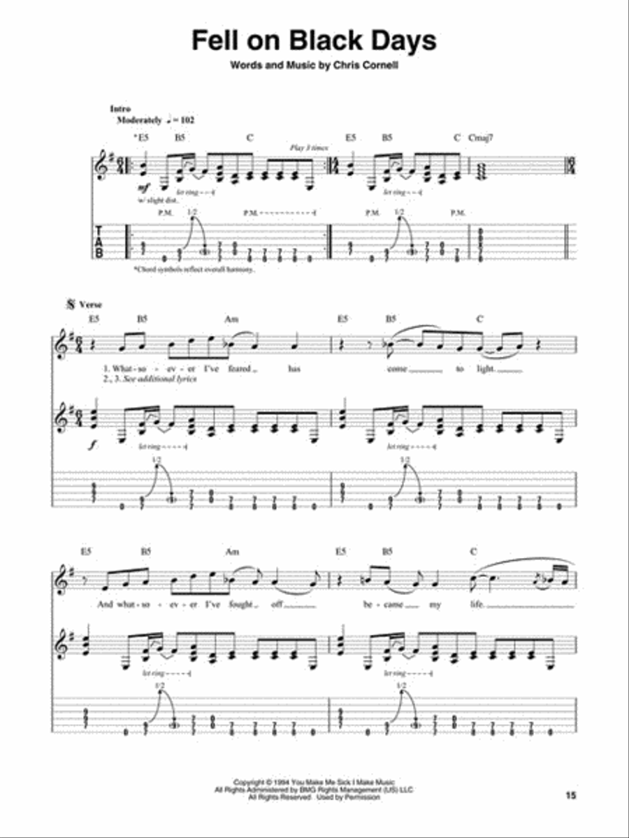 Soundgarden Guitar Tablature scores gallery preview page 5