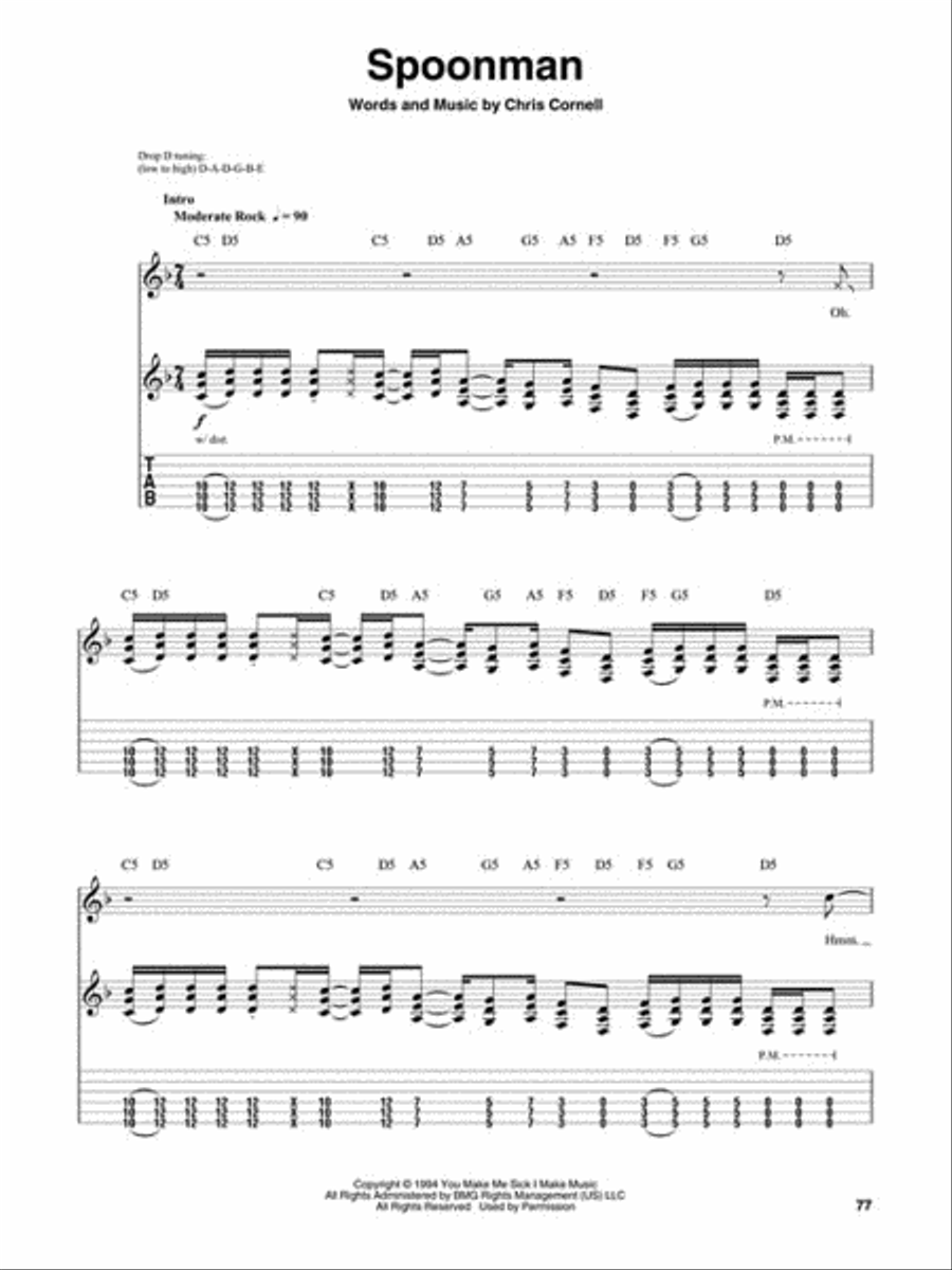 Soundgarden Guitar Tablature scores gallery preview page 7