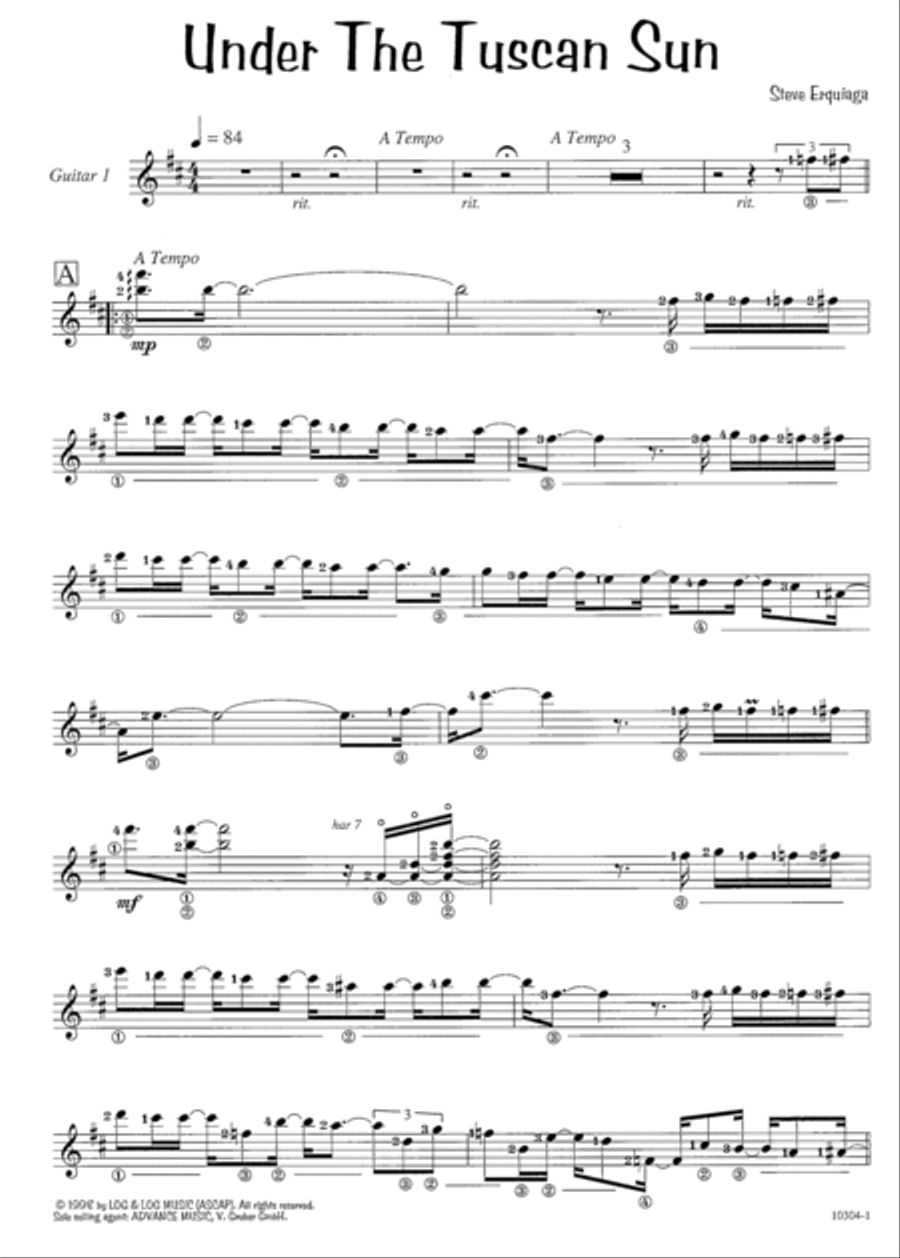Steve Erquiaga's Arrangements for 2 Guitars -- Under the Tuscan Sun Small Ensemble scores gallery preview page 2