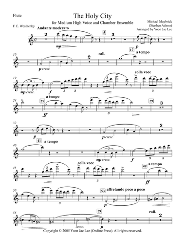 The Holy City for Medium High Voice and Chamber Ensemble in C Major, Set of Parts