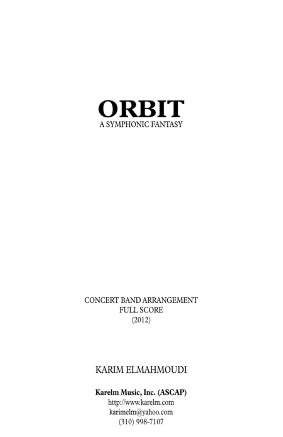 Orbit: A Symphonic Fantasy (arr. for concert band) Concert Band scores gallery preview page 1