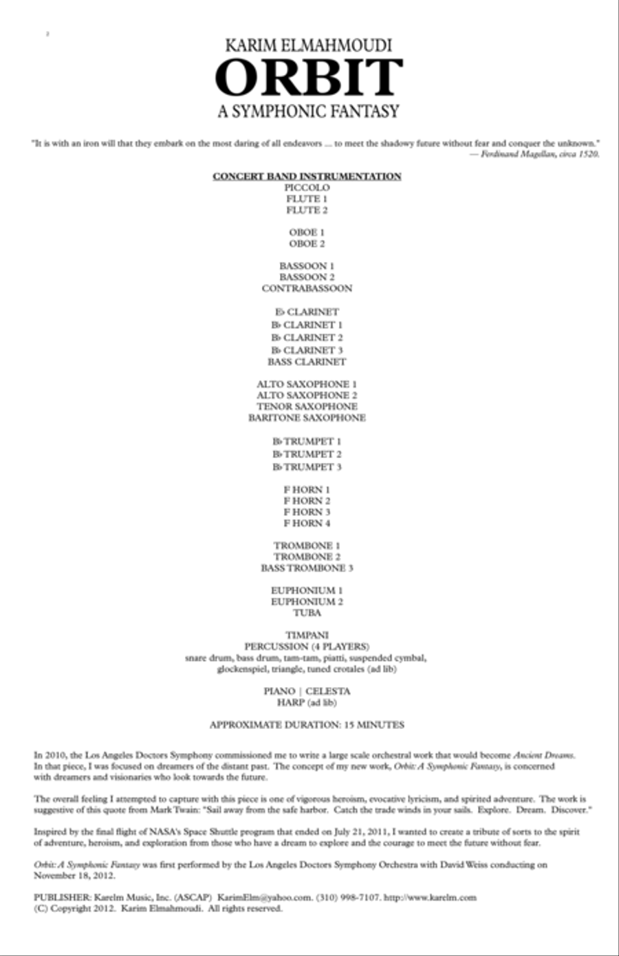 Orbit: A Symphonic Fantasy (arr. for concert band) Concert Band scores gallery preview page 2