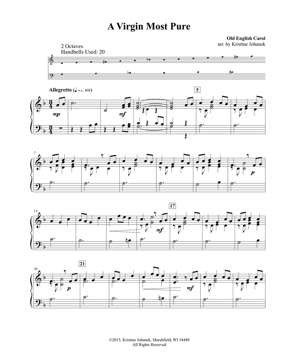 A Virgin Most Pure (2 Octaves. Handbell, Hand Chimes or Tone Chimes) A Virgin Most Pure (2 Octaves. Handbell, Hand Chimes or Tone Chimes) 2-Octaves scores gallery preview page 2