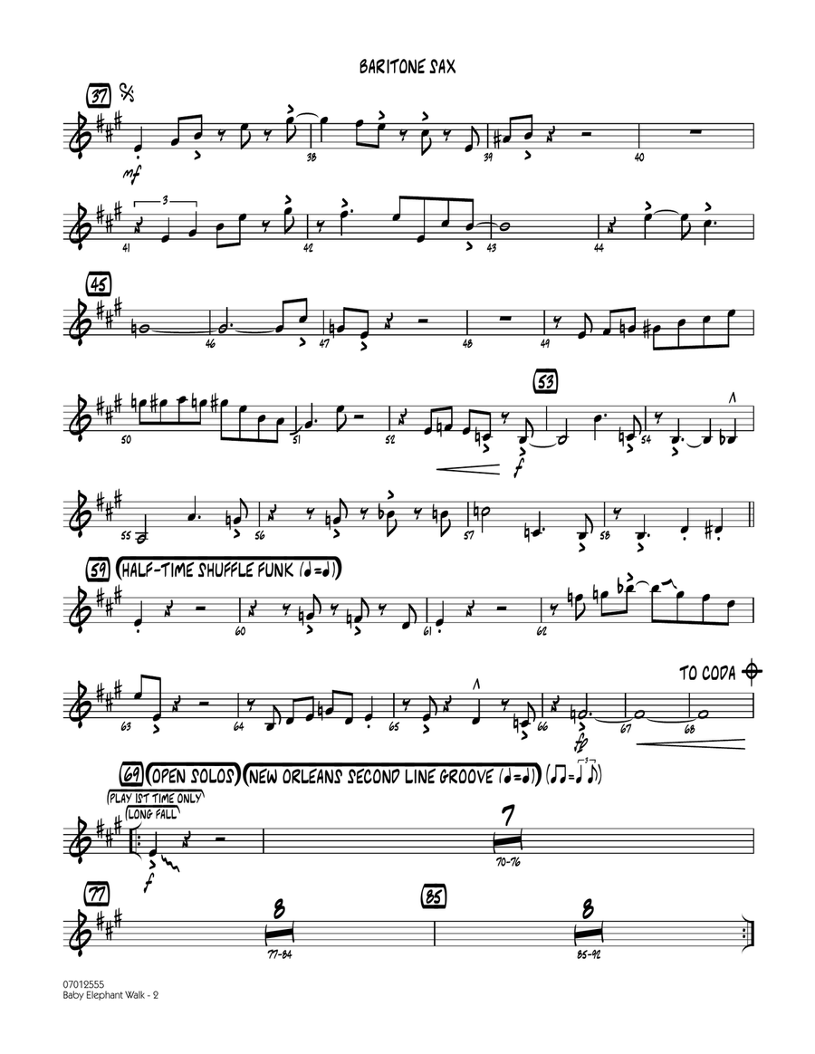 Baby Elephant Walk - Baritone Sax Jazz Ensemble scores gallery preview page 2
