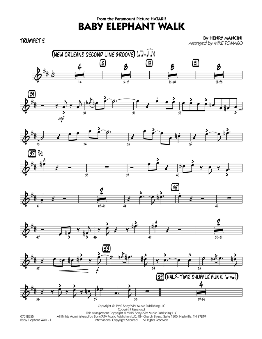 Baby Elephant Walk - Trumpet 2 Jazz Ensemble scores gallery preview page 1