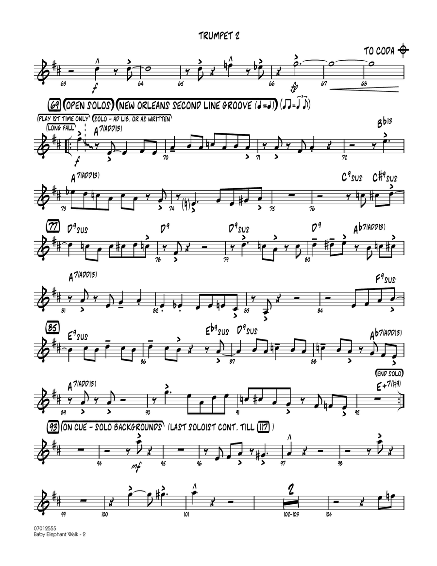 Baby Elephant Walk - Trumpet 2 Jazz Ensemble scores gallery preview page 2