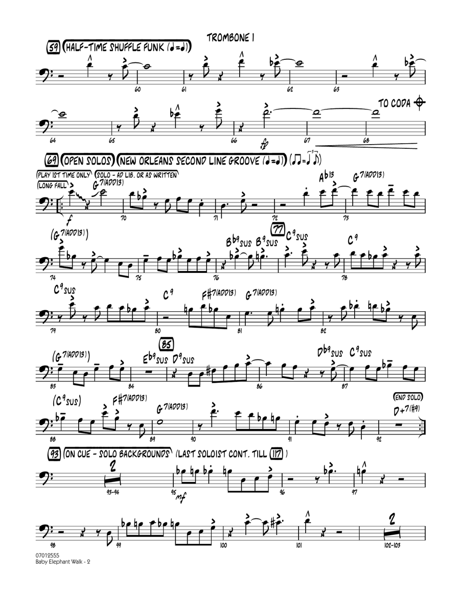 Baby Elephant Walk - Trombone 1 Jazz Ensemble scores gallery preview page 2