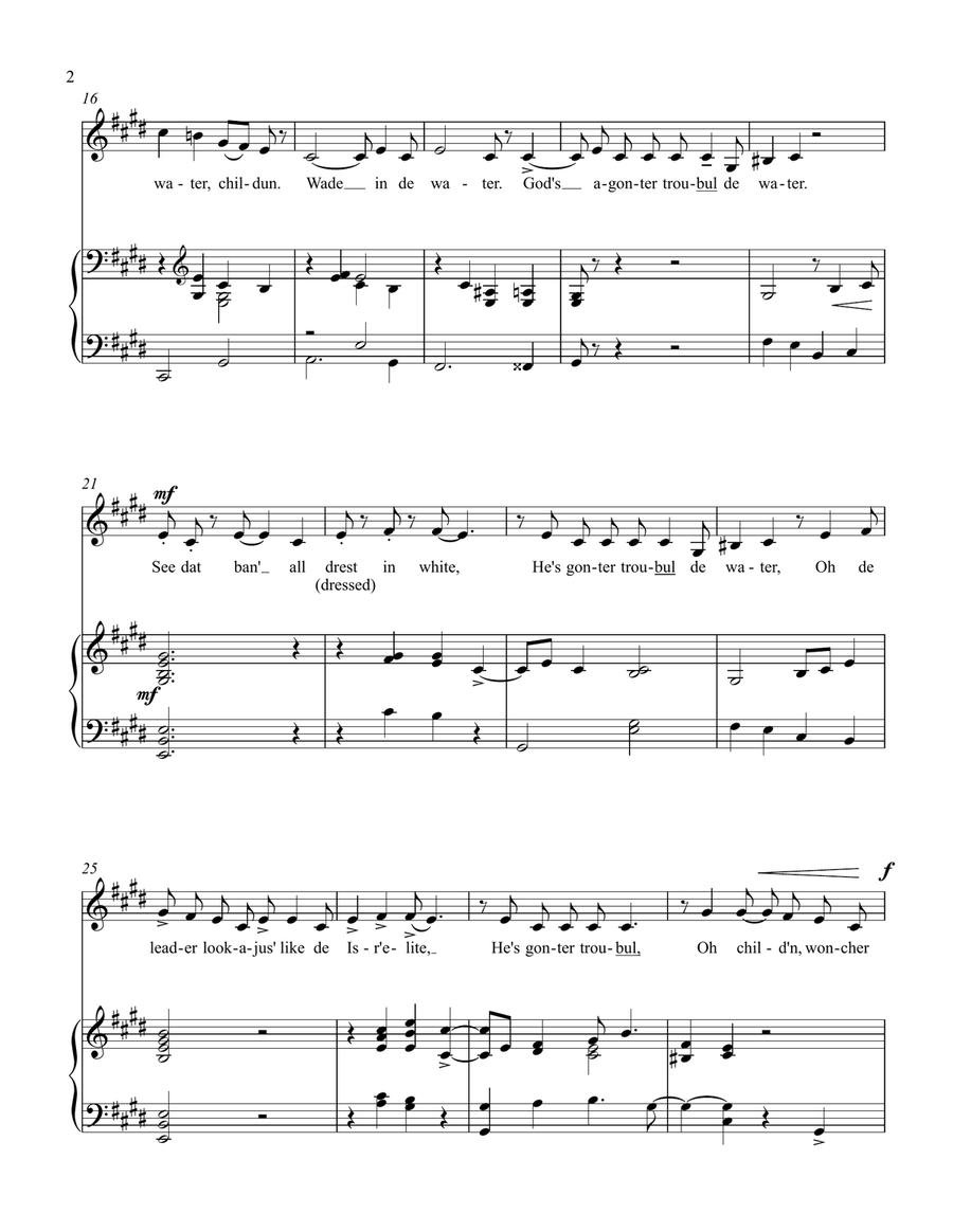 Wade in de Water (C-sharp minor) Piano, Vocal scores gallery preview page 2