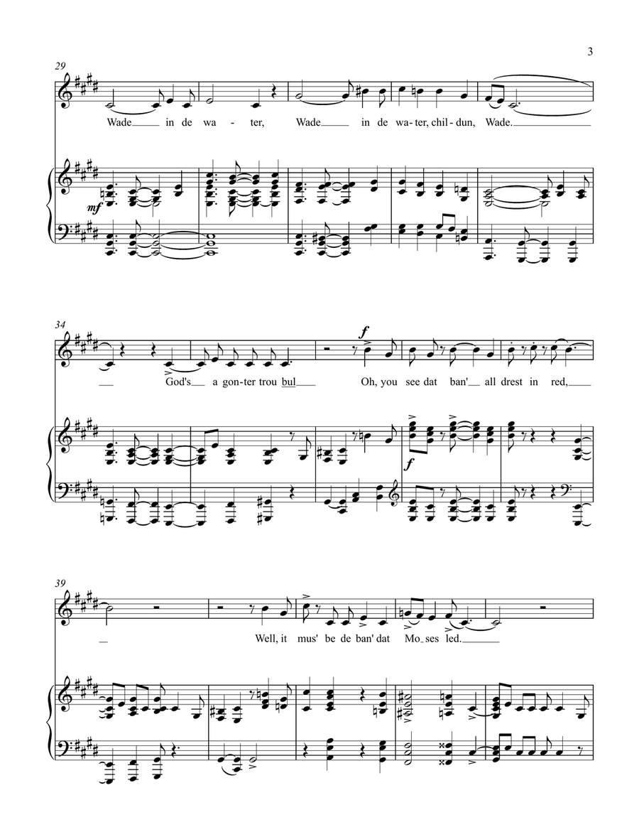 Wade in de Water (C-sharp minor) Piano, Vocal scores gallery preview page 3
