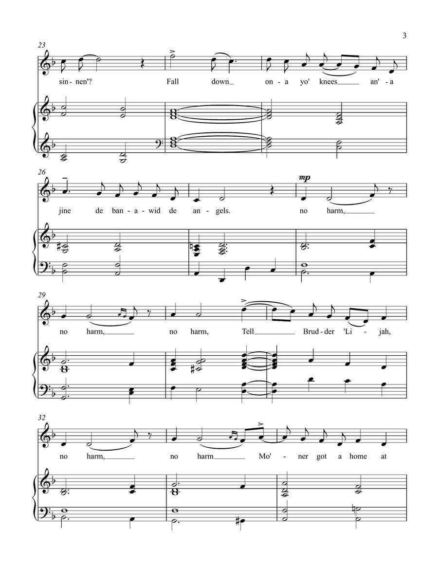 Po' Mo'ner Got a Home at Las' (D minor) Piano, Vocal scores gallery preview page 3