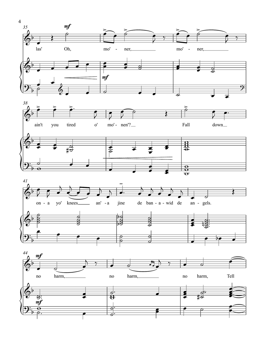 Po' Mo'ner Got a Home at Las' (D minor) Piano, Vocal scores gallery preview page 4