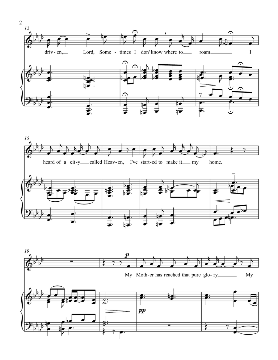 City Called Heaven (F minor) Piano, Vocal scores gallery preview page 2