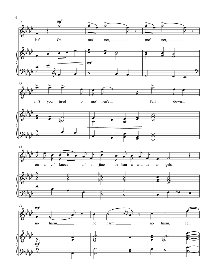 Po' Mo'ner Got a Home at Las' (F minor) Piano, Vocal scores gallery preview page 4