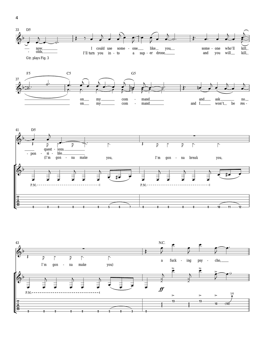 Psycho Psycho Acoustic Guitar scores gallery preview page 4