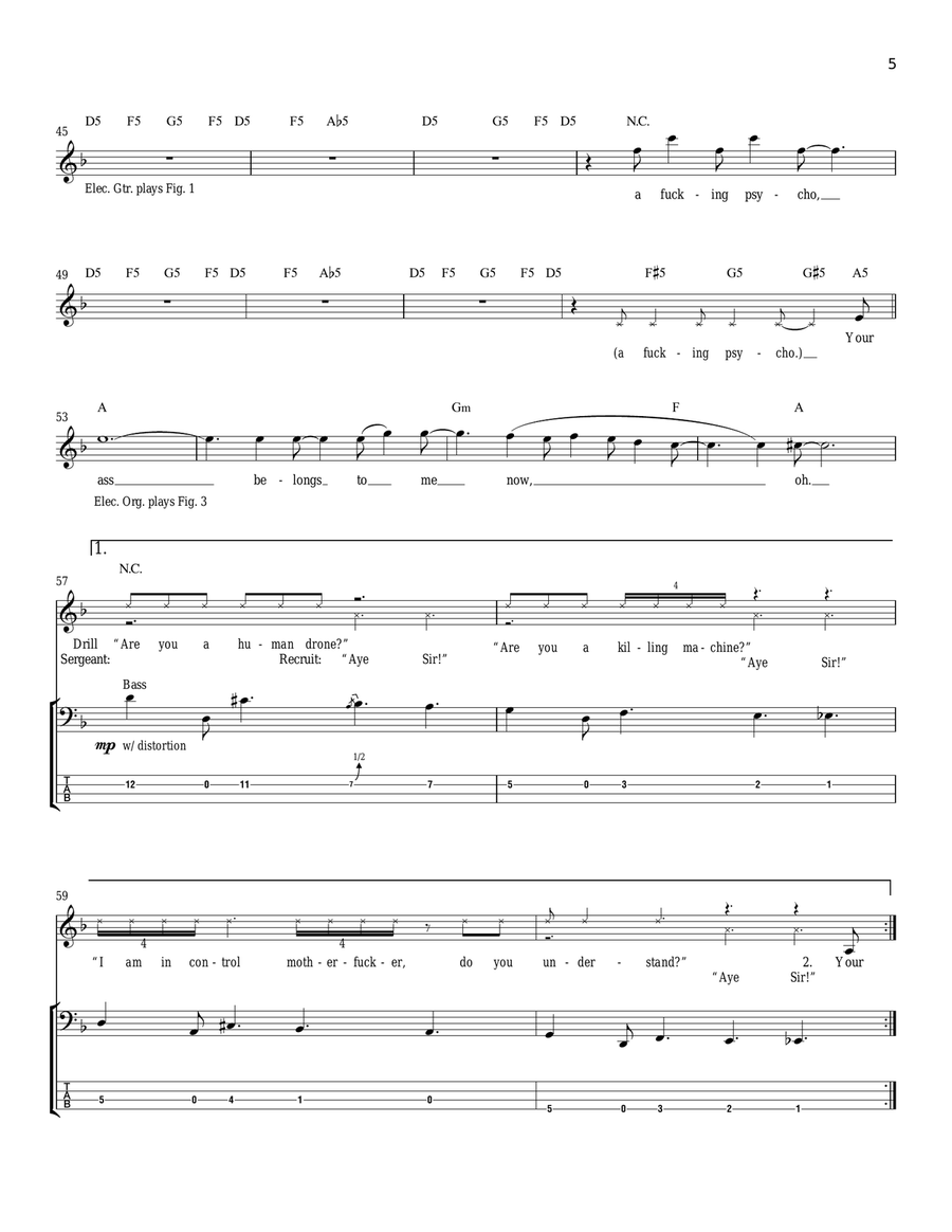 Psycho Psycho Acoustic Guitar scores gallery preview page 5