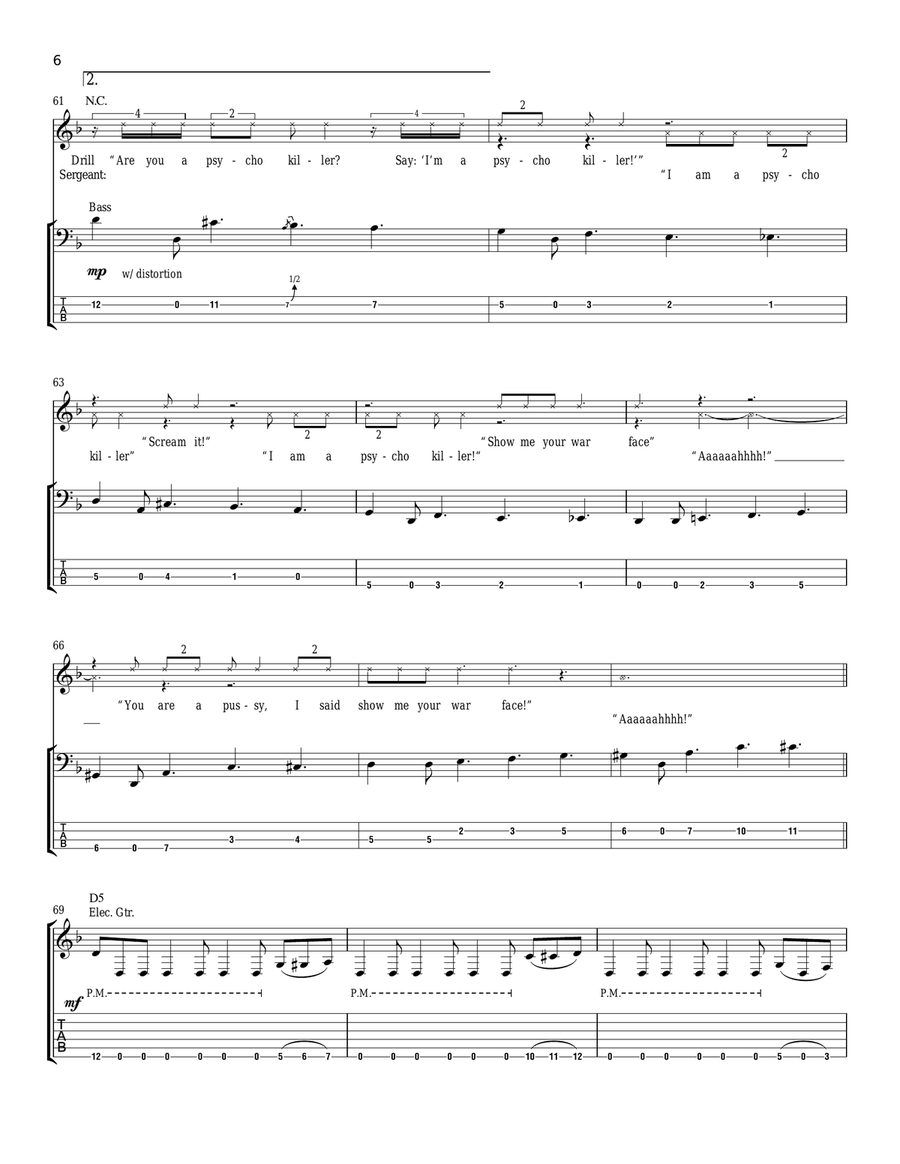 Psycho Psycho Acoustic Guitar scores gallery preview page 6