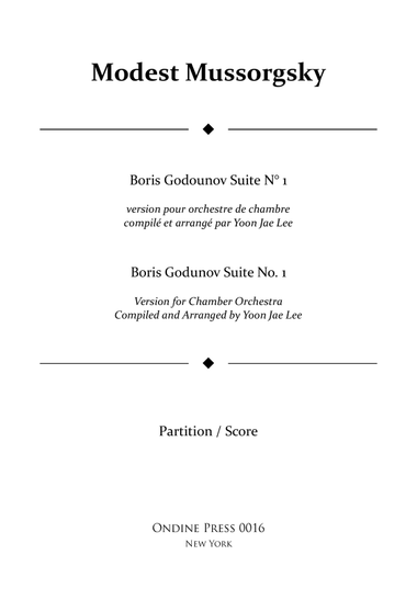 Boris Godunov Suite No. 1 for Chamber Orchestra - Score Only