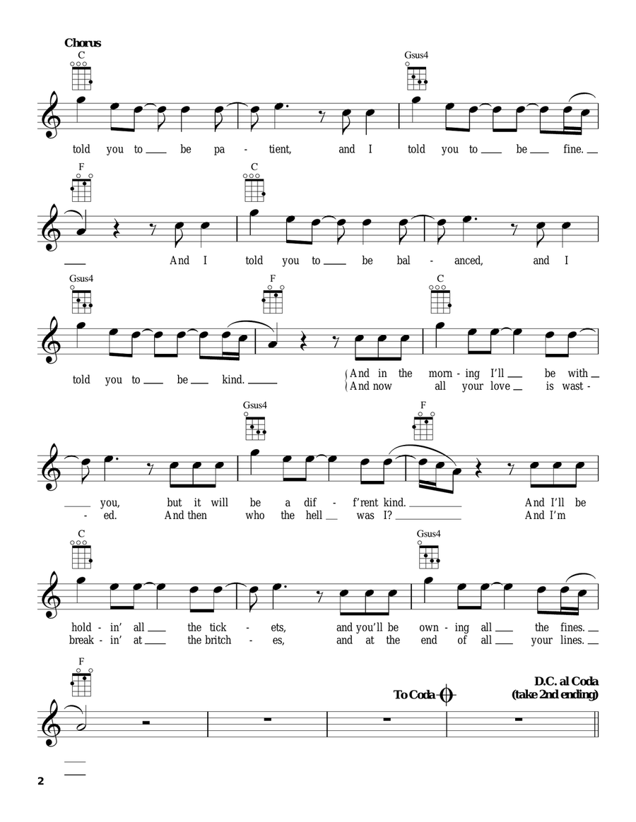 Skinny Love Skinny Love Ukulele scores gallery preview page 2
