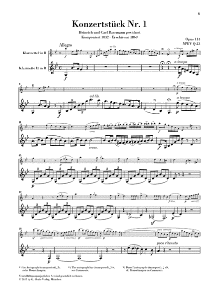 Concert Pieces Op. 113 and 114 Clarinet scores gallery preview page 5