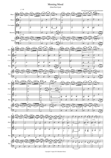 Morning Mood (from Peer Gynt) for Double Reed Quartet