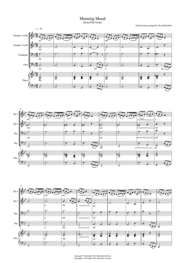Morning Mood (from Peer Gynt) for Brass Quartet
