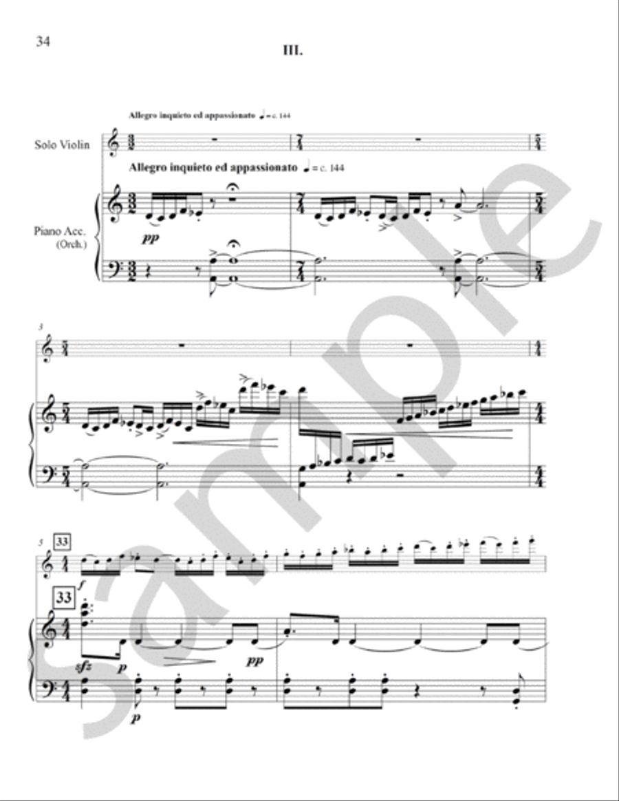 Concerto For Violin And Orchestra Violin Solo scores gallery preview page 9