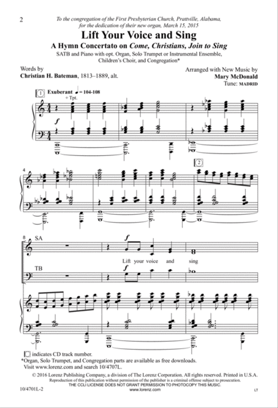 Lift Your Voice and Sing Lift Your Voice and Sing 4-Part scores gallery preview page 2