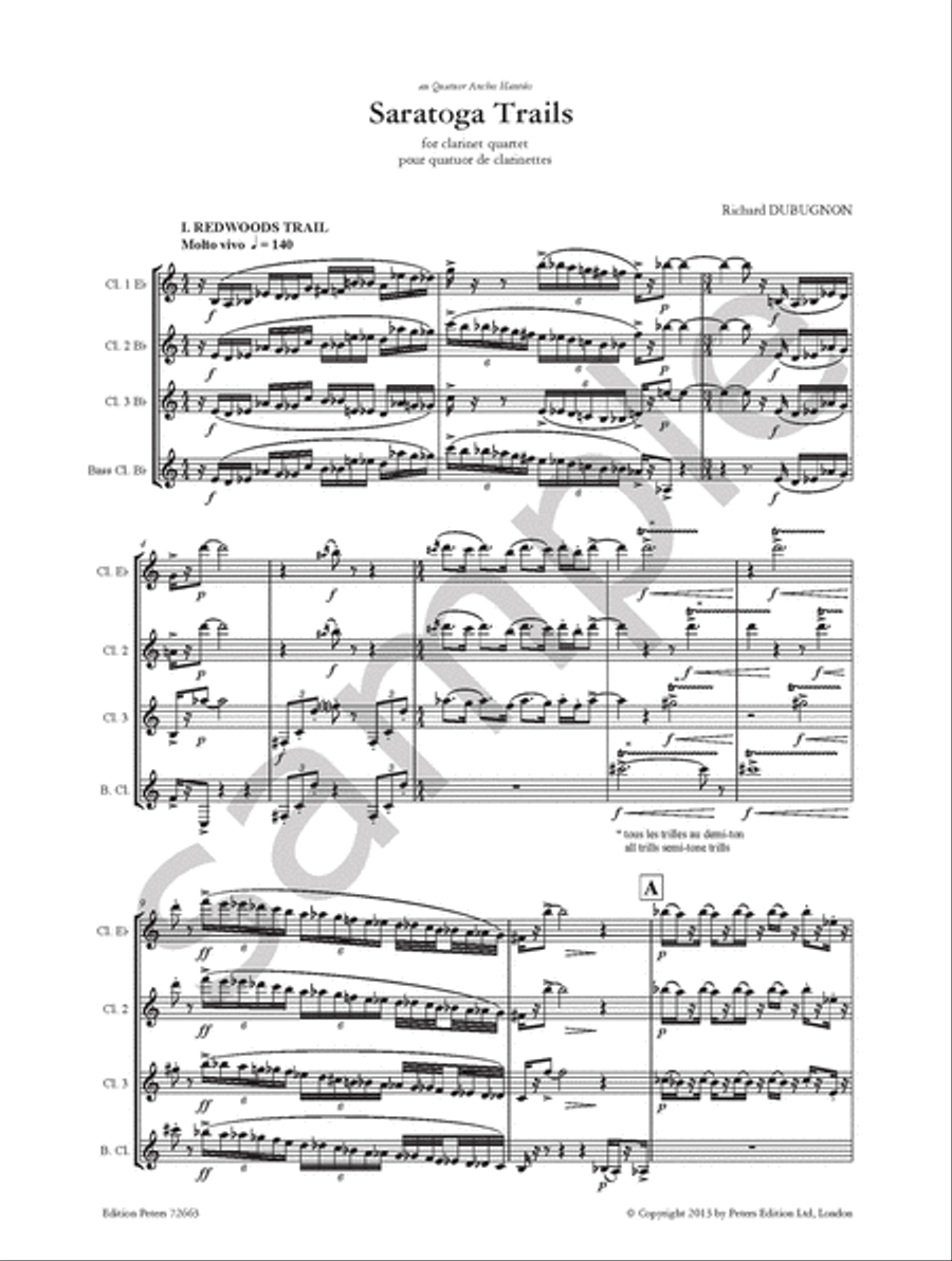Saratoga Trails for Clarinet Quartet Clarinet Quartet scores gallery preview page 2