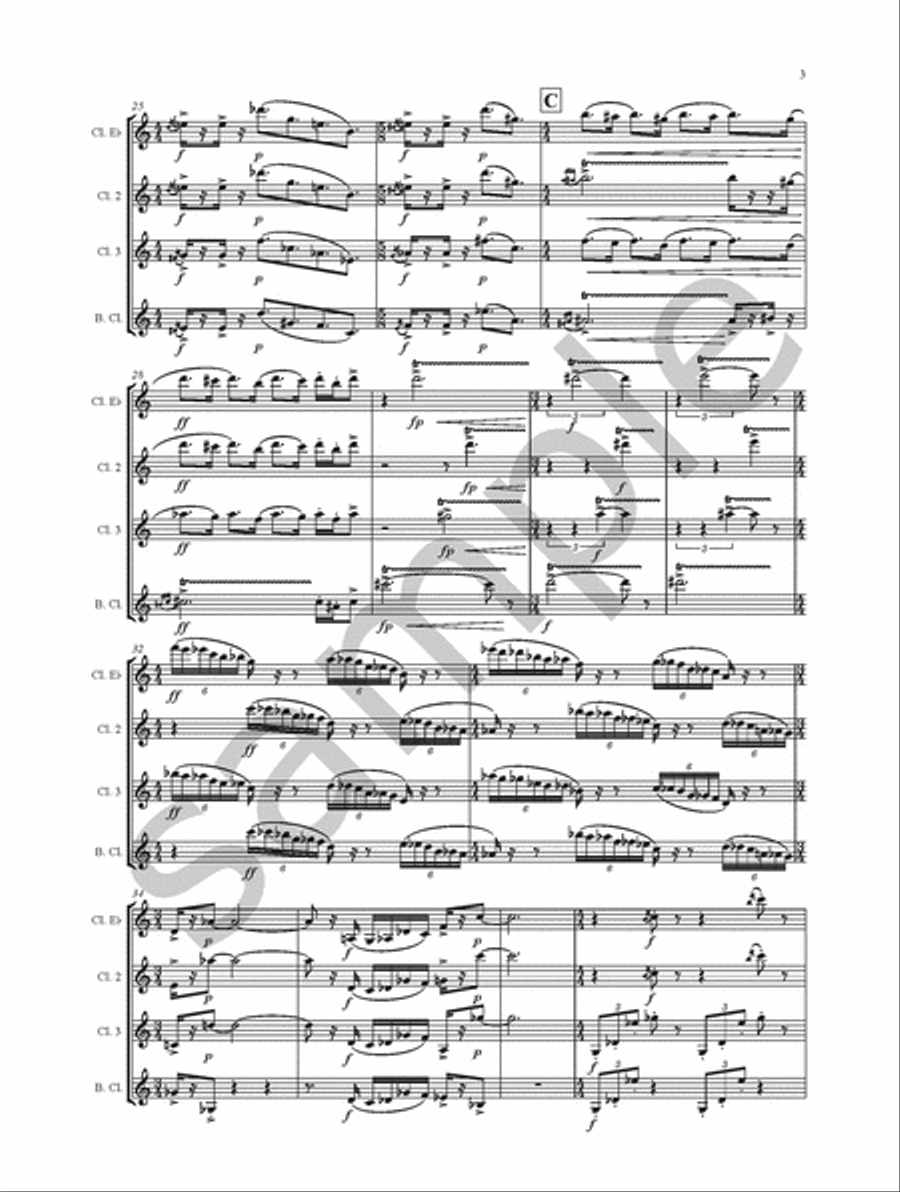 Saratoga Trails for Clarinet Quartet Clarinet Quartet scores gallery preview page 5