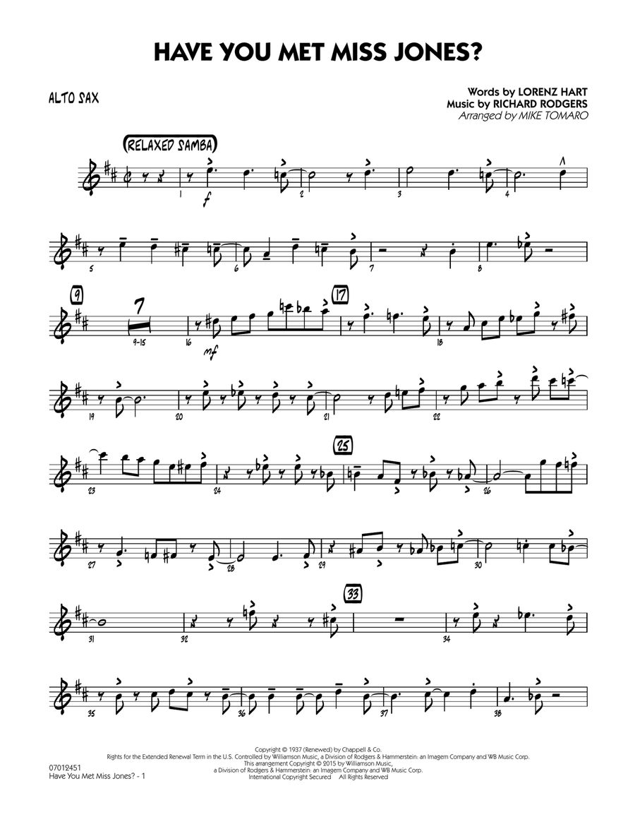 Have You Met Miss Jones? - Alto Sax Jazz Ensemble scores gallery preview page 1