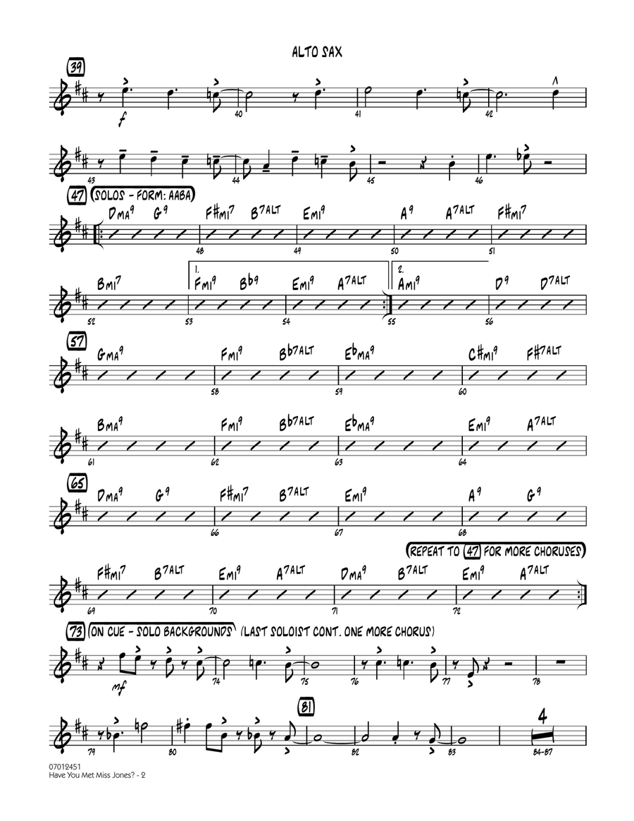 Have You Met Miss Jones? - Alto Sax Jazz Ensemble scores gallery preview page 2