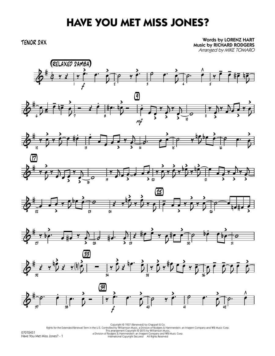 Have You Met Miss Jones? - Tenor Sax Jazz Ensemble scores gallery preview page 1