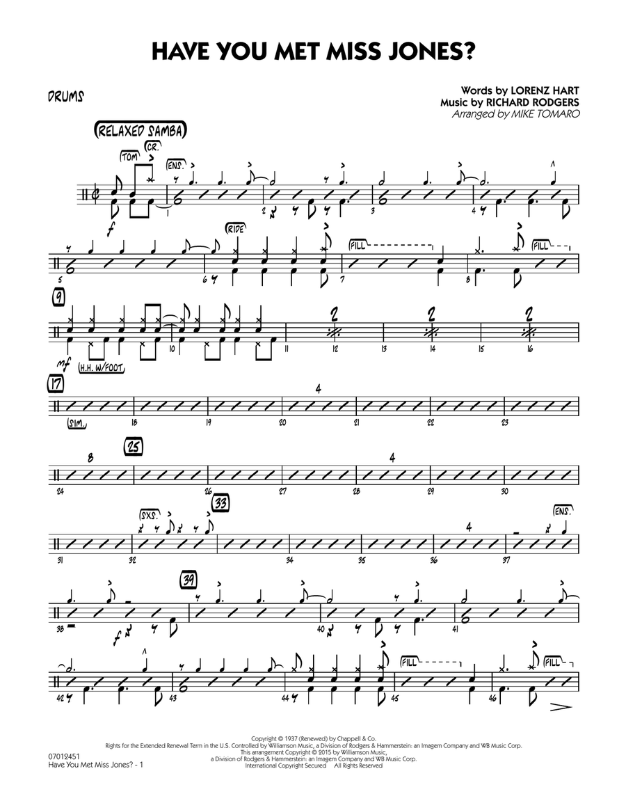Have You Met Miss Jones? - Drums Jazz Ensemble scores gallery preview page 1