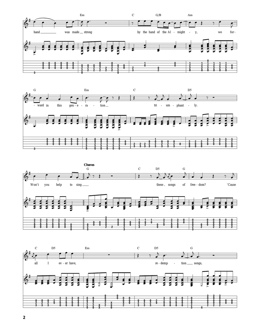 Redemption Song Redemption Song Acoustic Guitar scores gallery preview page 2