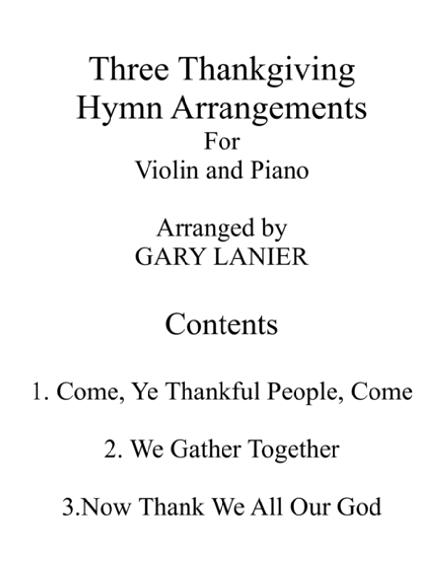 THREE THANKSGIVING ARRANGEMENTS (Duets for Violin & Piano) Violin Solo scores gallery preview page 2