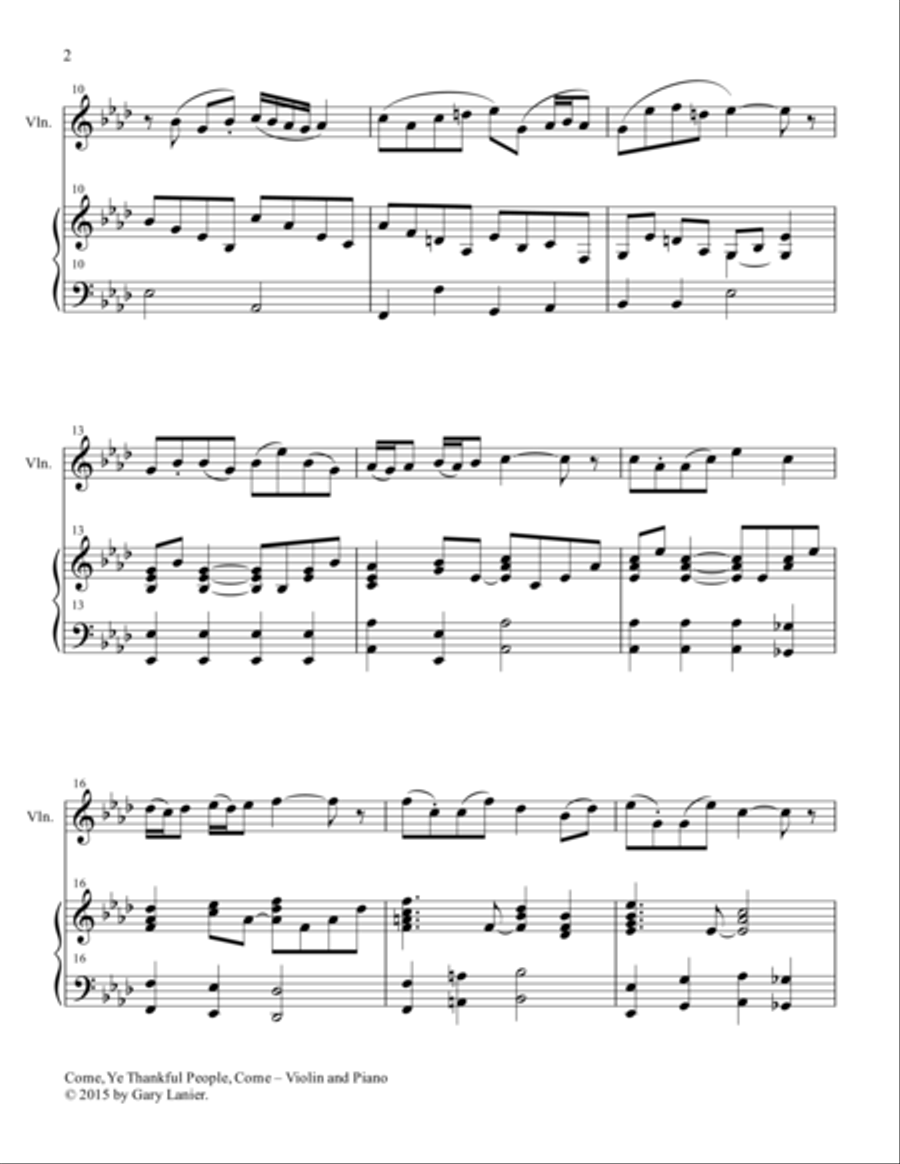 THREE THANKSGIVING ARRANGEMENTS (Duets for Violin & Piano) Violin Solo scores gallery preview page 4