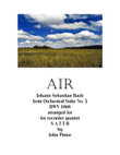 Air from Orchestral Suite No. 3 for recorder quintet SATTB
