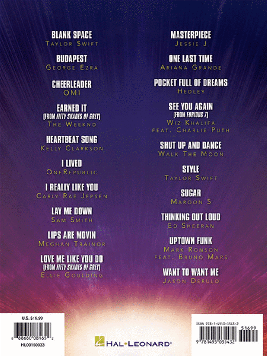Top Hits of 2015 Piano, Vocal, Guitar scores gallery preview page 2